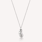 Silver necklace with a unique pendant on a white background